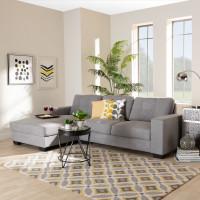 Baxton Studio J099C-Light Grey-LFC Langley Modern and Contemporary Light Grey Fabric Upholstered Sectional Sofa with Left Facing Chaise